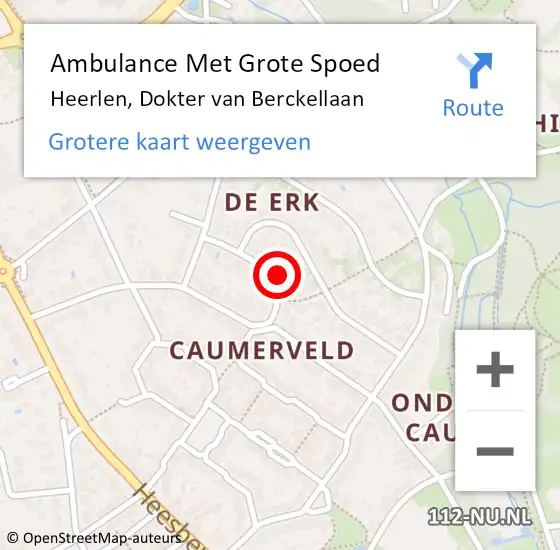 Locatie op kaart van de 112 melding: Ambulance Met Grote Spoed Naar Heerlen, Dokter van Berckellaan op 22 mei 2024 23:45