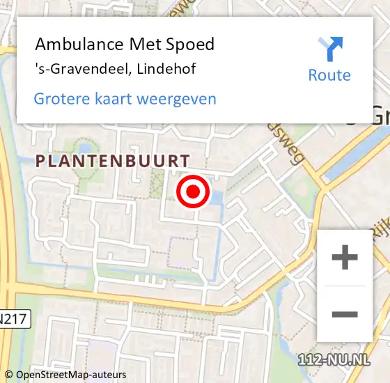 Locatie op kaart van de 112 melding: Ambulance Met Spoed Naar 's-Gravendeel, Lindehof op 22 mei 2024 23:50