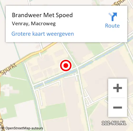 Locatie op kaart van de 112 melding: Brandweer Met Spoed Naar Venray, Macroweg op 22 mei 2024 23:56