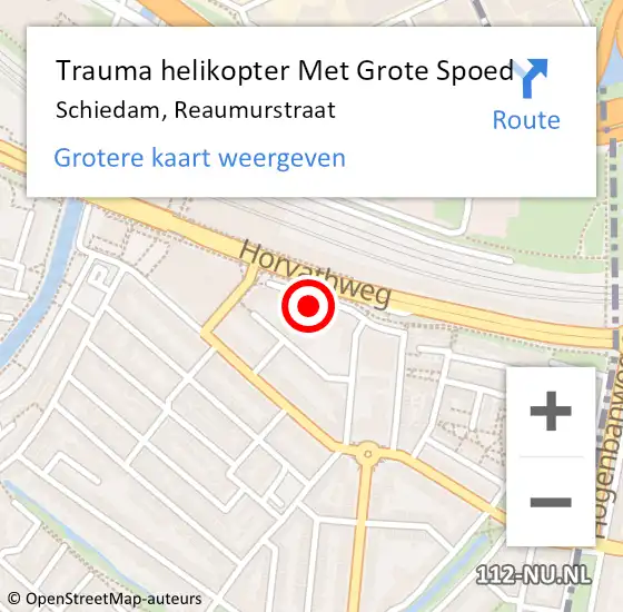 Locatie op kaart van de 112 melding: Trauma helikopter Met Grote Spoed Naar Schiedam, Reaumurstraat op 22 mei 2024 23:59