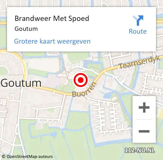 Locatie op kaart van de 112 melding: Brandweer Met Spoed Naar Goutum op 23 mei 2024 00:01
