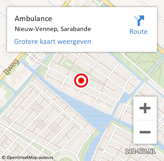 Locatie op kaart van de 112 melding: Ambulance Nieuw-Vennep, Sarabande op 23 mei 2024 00:42