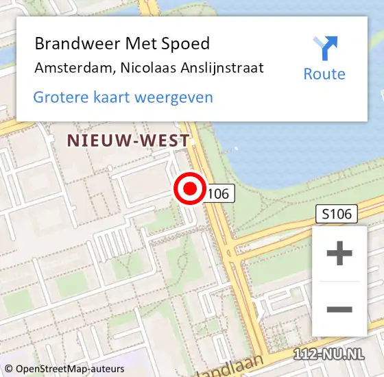 Locatie op kaart van de 112 melding: Brandweer Met Spoed Naar Amsterdam, Nicolaas Anslijnstraat op 23 mei 2024 00:44