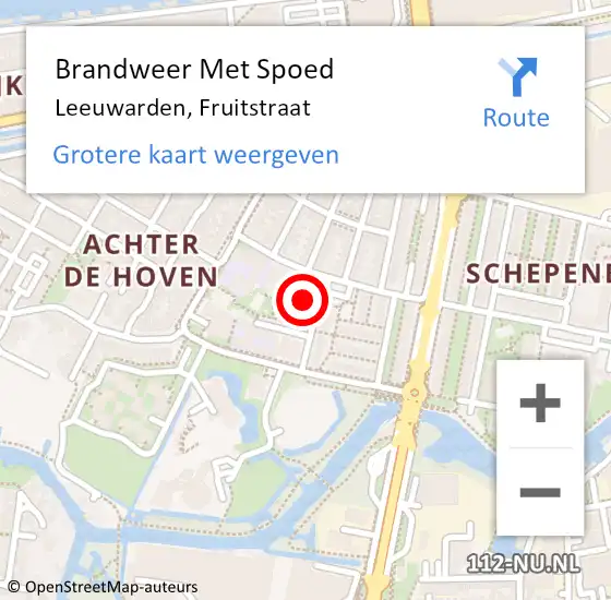 Locatie op kaart van de 112 melding: Brandweer Met Spoed Naar Leeuwarden, Fruitstraat op 23 mei 2024 00:49