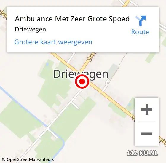 Locatie op kaart van de 112 melding: Ambulance Met Zeer Grote Spoed Naar Driewegen op 23 mei 2024 00:54