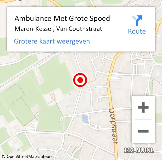 Locatie op kaart van de 112 melding: Ambulance Met Grote Spoed Naar Maren-Kessel, Van Coothstraat op 6 oktober 2014 20:22