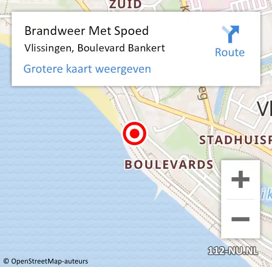 Locatie op kaart van de 112 melding: Brandweer Met Spoed Naar Vlissingen, Boulevard Bankert op 23 mei 2024 02:53