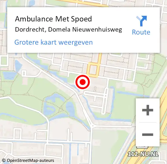 Locatie op kaart van de 112 melding: Ambulance Met Spoed Naar Dordrecht, Domela Nieuwenhuisweg op 23 mei 2024 03:16