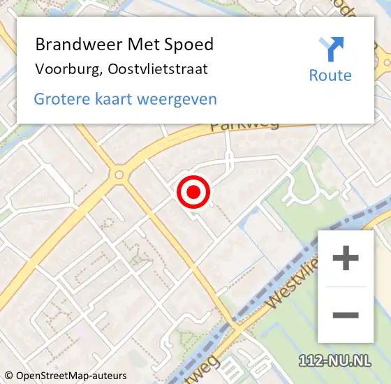 Locatie op kaart van de 112 melding: Brandweer Met Spoed Naar Voorburg, Oostvlietstraat op 23 mei 2024 04:52