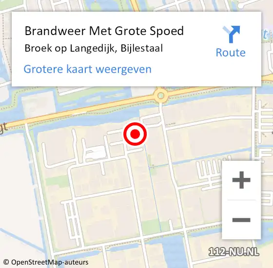 Locatie op kaart van de 112 melding: Brandweer Met Grote Spoed Naar Broek op Langedijk, Bijlestaal op 23 mei 2024 05:02