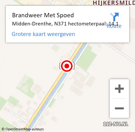 Locatie op kaart van de 112 melding: Brandweer Met Spoed Naar Midden-Drenthe, N371 hectometerpaal: 14,1 op 23 mei 2024 05:43