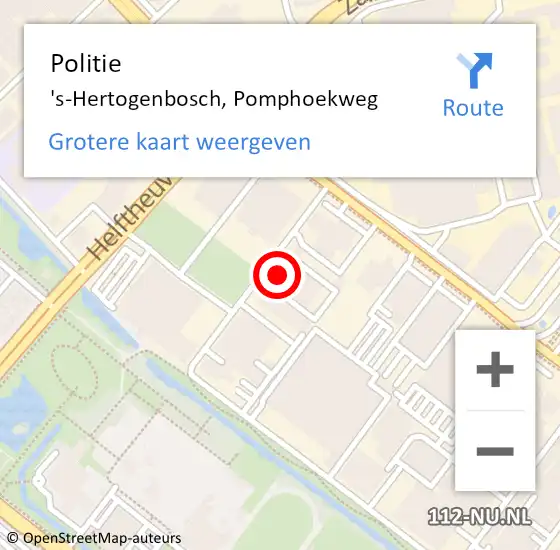 Locatie op kaart van de 112 melding: Politie 's-Hertogenbosch, Pomphoekweg op 23 mei 2024 06:15