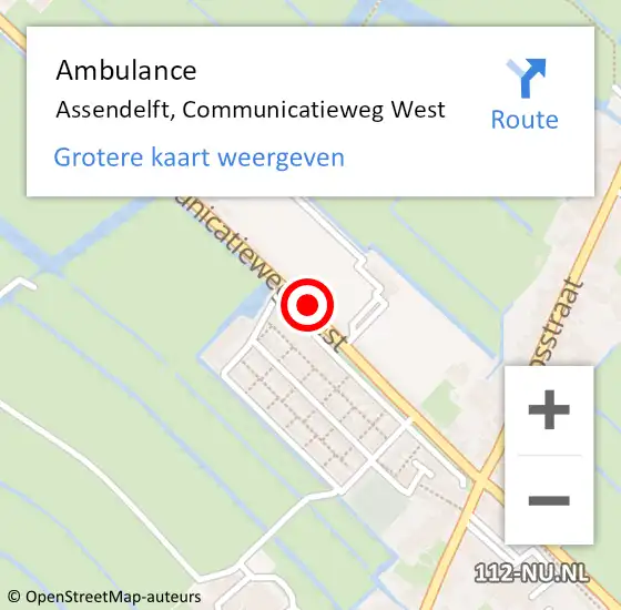 Locatie op kaart van de 112 melding: Ambulance Assendelft, Communicatieweg West op 23 mei 2024 06:27