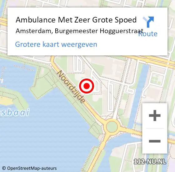 Locatie op kaart van de 112 melding: Ambulance Met Zeer Grote Spoed Naar Amsterdam, Burgemeester Hogguerstraat op 23 mei 2024 06:37