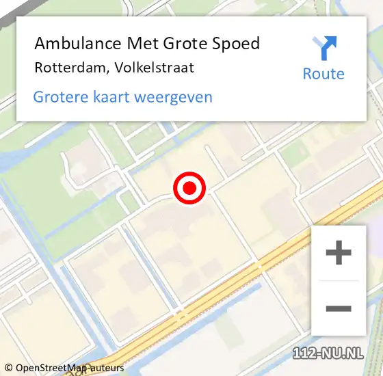 Locatie op kaart van de 112 melding: Ambulance Met Grote Spoed Naar Rotterdam, Volkelstraat op 23 mei 2024 06:39