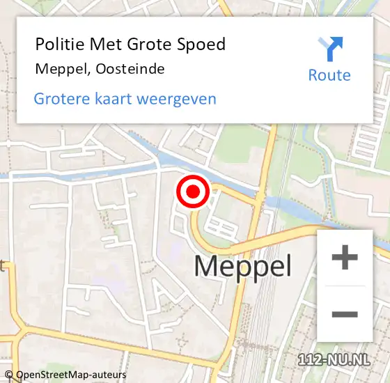 Locatie op kaart van de 112 melding: Politie Met Grote Spoed Naar Meppel, Oosteinde op 23 mei 2024 06:49