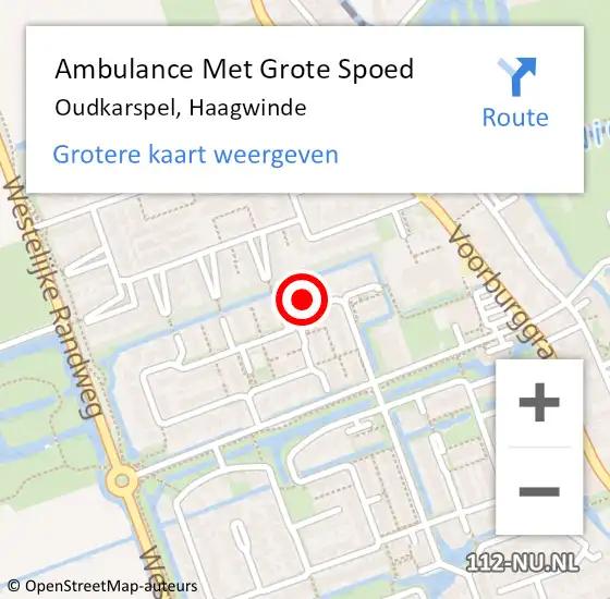 Locatie op kaart van de 112 melding: Ambulance Met Grote Spoed Naar Oudkarspel, Haagwinde op 23 mei 2024 07:23