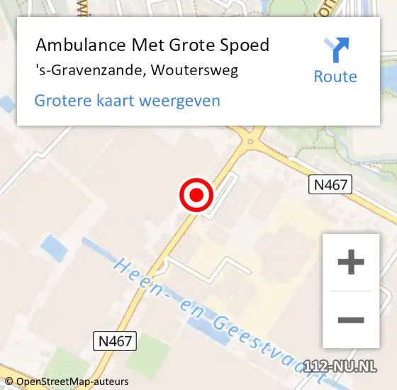 Locatie op kaart van de 112 melding: Ambulance Met Grote Spoed Naar 's-Gravenzande, Woutersweg op 23 mei 2024 07:46