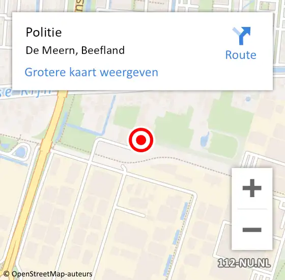Locatie op kaart van de 112 melding: Politie De Meern, Beefland op 23 mei 2024 08:10