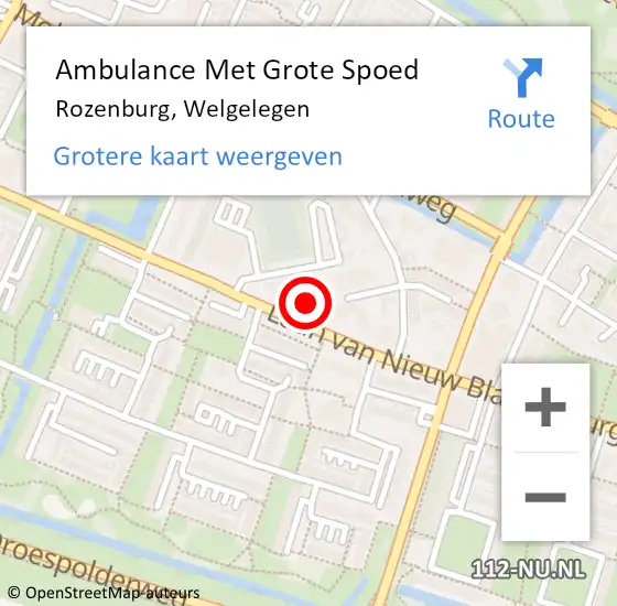 Locatie op kaart van de 112 melding: Ambulance Met Grote Spoed Naar Rozenburg, Welgelegen op 23 mei 2024 08:57