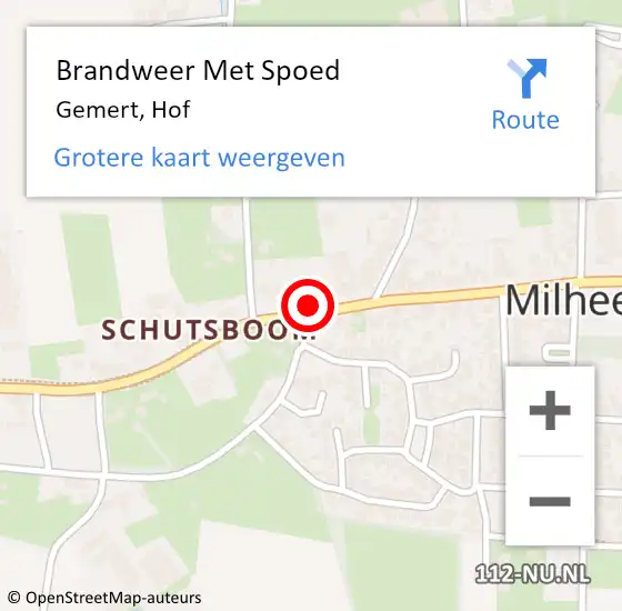 Locatie op kaart van de 112 melding: Brandweer Met Spoed Naar Gemert, Hof op 23 mei 2024 09:06