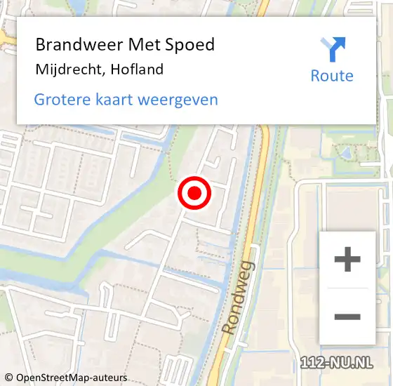 Locatie op kaart van de 112 melding: Brandweer Met Spoed Naar Mijdrecht, Hofland op 23 mei 2024 09:08