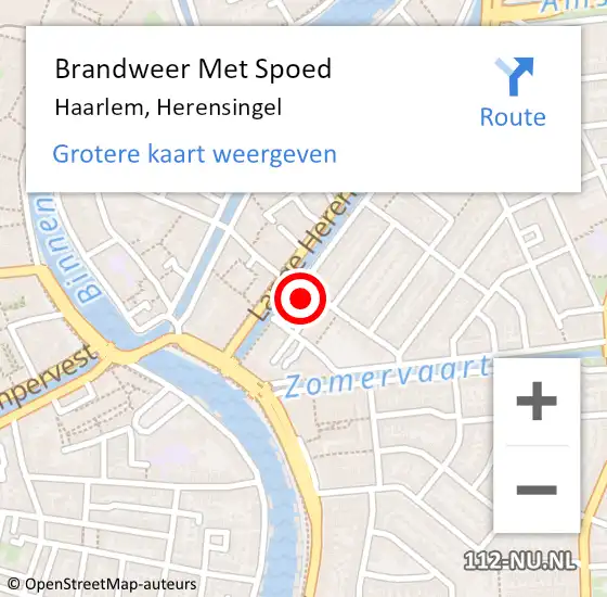 Locatie op kaart van de 112 melding: Brandweer Met Spoed Naar Haarlem, Herensingel op 23 mei 2024 09:13