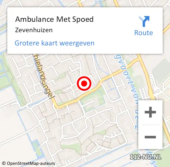 Locatie op kaart van de 112 melding: Ambulance Met Spoed Naar Zevenhuizen op 23 mei 2024 09:14