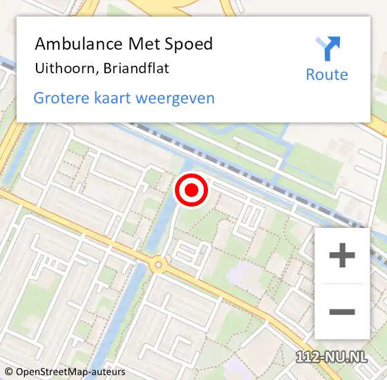 Locatie op kaart van de 112 melding: Ambulance Met Spoed Naar Uithoorn, Briandflat op 23 mei 2024 09:26