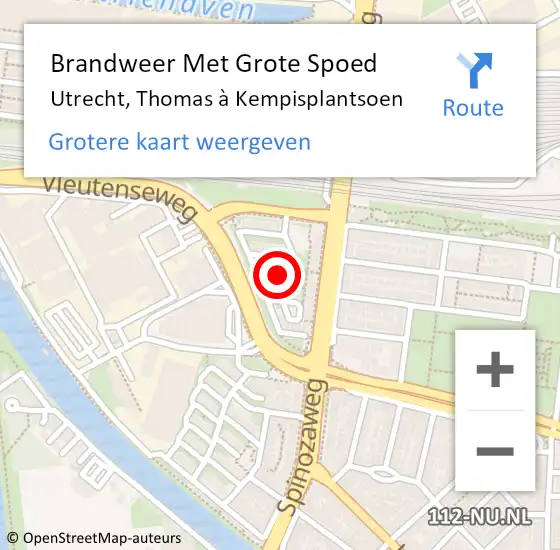 Locatie op kaart van de 112 melding: Brandweer Met Grote Spoed Naar Utrecht, Thomas à Kempisplantsoen op 23 mei 2024 09:28