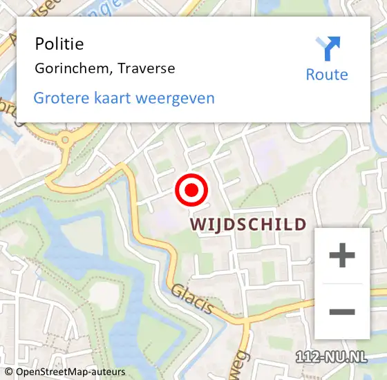 Locatie op kaart van de 112 melding: Politie Gorinchem, Traverse op 23 mei 2024 09:55