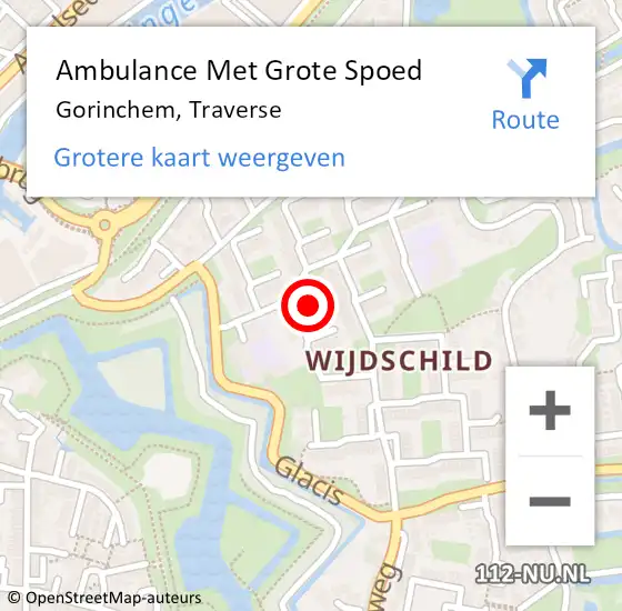 Locatie op kaart van de 112 melding: Ambulance Met Grote Spoed Naar Gorinchem, Traverse op 23 mei 2024 09:55