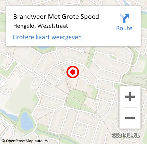 Locatie op kaart van de 112 melding: Brandweer Met Grote Spoed Naar Hengelo, Wezelstraat op 23 mei 2024 09:59