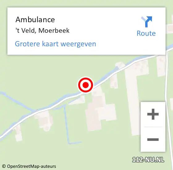 Locatie op kaart van de 112 melding: Ambulance 't Veld, Moerbeek op 23 mei 2024 10:12