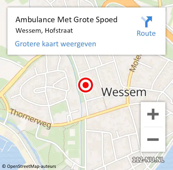 Locatie op kaart van de 112 melding: Ambulance Met Grote Spoed Naar Wessem, Hofstraat op 23 mei 2024 10:28