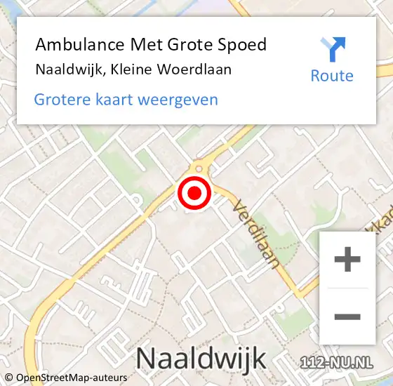 Locatie op kaart van de 112 melding: Ambulance Met Grote Spoed Naar Naaldwijk, Kleine Woerdlaan op 23 mei 2024 10:30