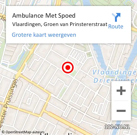 Locatie op kaart van de 112 melding: Ambulance Met Spoed Naar Vlaardingen, Groen van Prinstererstraat op 23 mei 2024 10:39