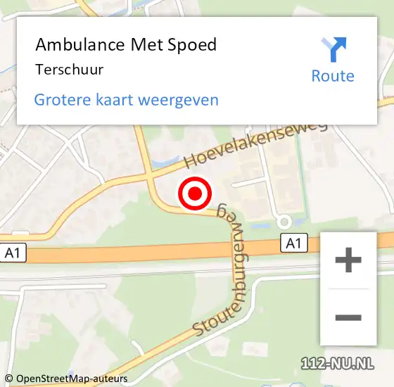 Locatie op kaart van de 112 melding: Ambulance Met Spoed Naar Terschuur op 23 mei 2024 10:49