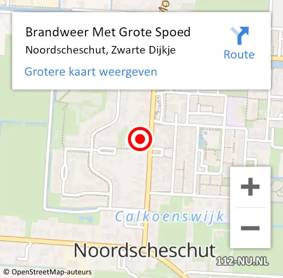 Locatie op kaart van de 112 melding: Brandweer Met Grote Spoed Naar Noordscheschut, Zwarte Dijkje op 6 oktober 2014 21:17