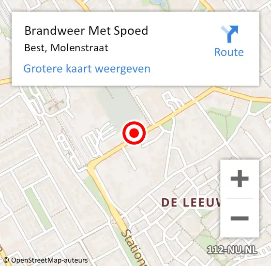 Locatie op kaart van de 112 melding: Brandweer Met Spoed Naar Best, Molenstraat op 23 mei 2024 10:58