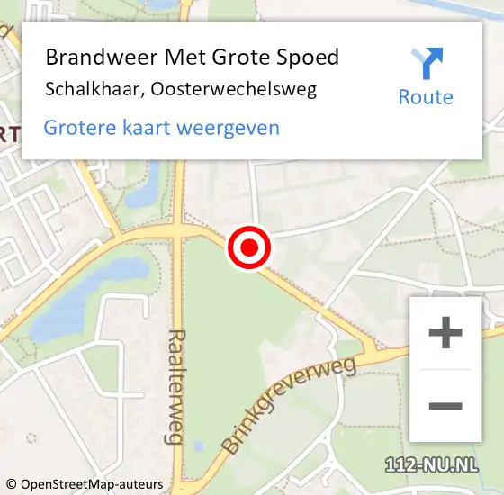 Locatie op kaart van de 112 melding: Brandweer Met Grote Spoed Naar Schalkhaar, Oosterwechelsweg op 23 mei 2024 11:01