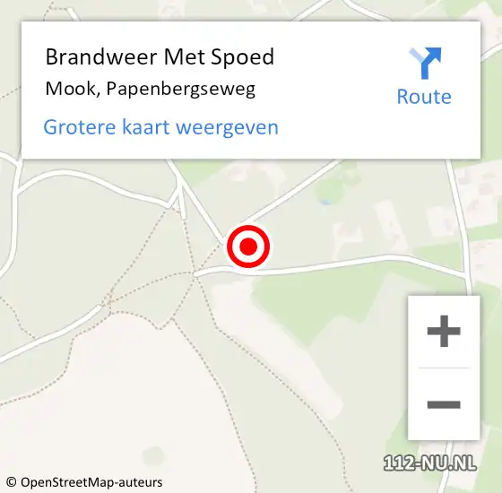 Locatie op kaart van de 112 melding: Brandweer Met Spoed Naar Mook, Papenbergseweg op 23 mei 2024 11:18