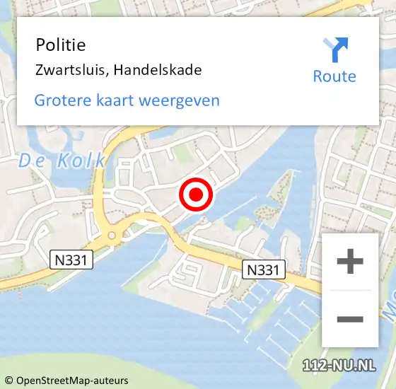 Locatie op kaart van de 112 melding: Politie Zwartsluis, Handelskade op 23 mei 2024 11:20