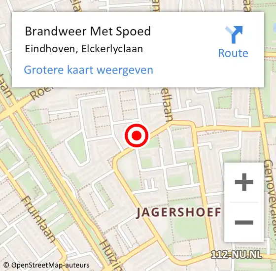 Locatie op kaart van de 112 melding: Brandweer Met Spoed Naar Eindhoven, Elckerlyclaan op 23 mei 2024 11:23
