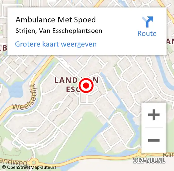 Locatie op kaart van de 112 melding: Ambulance Met Spoed Naar Strijen, Van Esscheplantsoen op 23 mei 2024 11:24