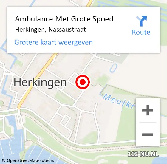 Locatie op kaart van de 112 melding: Ambulance Met Grote Spoed Naar Herkingen, Nassaustraat op 23 mei 2024 11:32