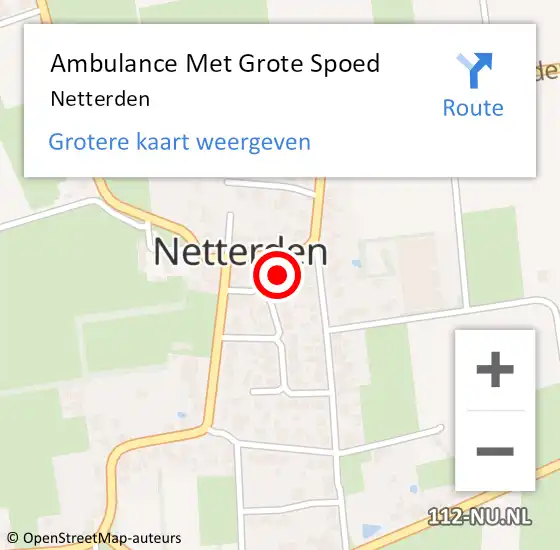 Locatie op kaart van de 112 melding: Ambulance Met Grote Spoed Naar Netterden op 23 mei 2024 11:56
