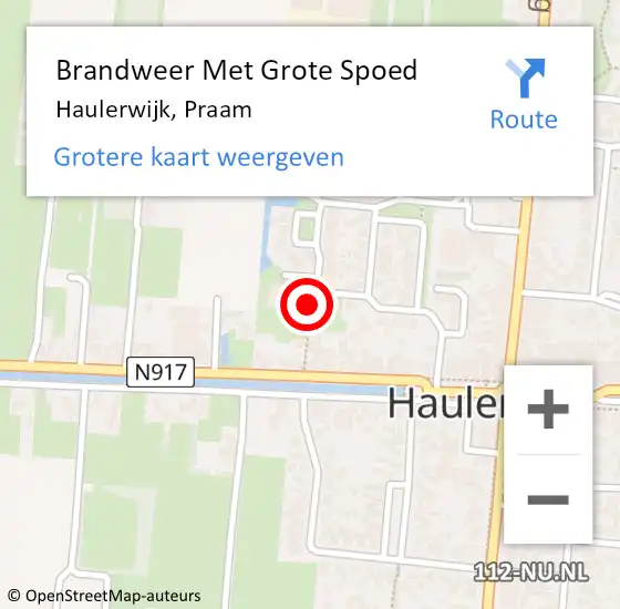 Locatie op kaart van de 112 melding: Brandweer Met Grote Spoed Naar Haulerwijk, Praam op 23 mei 2024 12:03