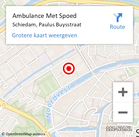 Locatie op kaart van de 112 melding: Ambulance Met Spoed Naar Schiedam, Paulus Buysstraat op 23 mei 2024 12:04