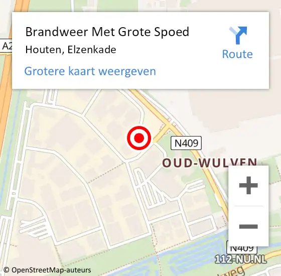 Locatie op kaart van de 112 melding: Brandweer Met Grote Spoed Naar Houten, Elzenkade op 23 mei 2024 12:06